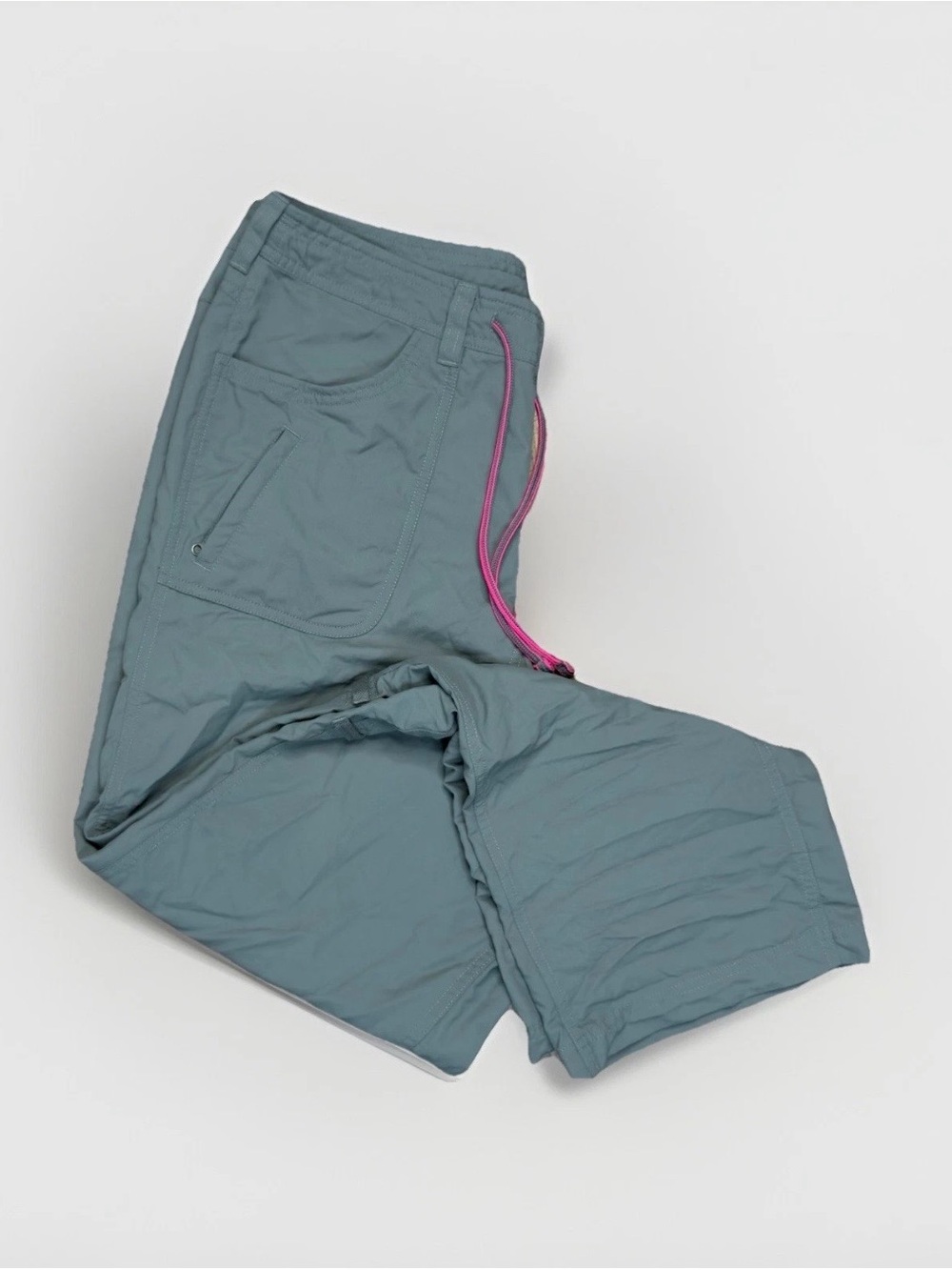 The North Face Gray Roll-Up Convertible Hiking Cargo Pants Size 10 Hot Pink Cord